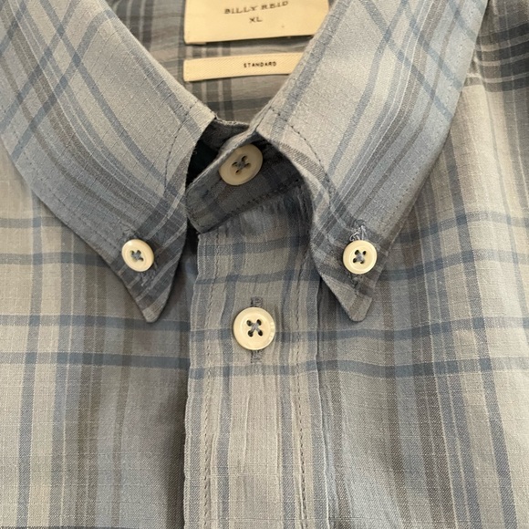 BILLY REID Standard Check Print Button Down Collar Sport Shirt in Blue XL $168 - Picture 3 of 6